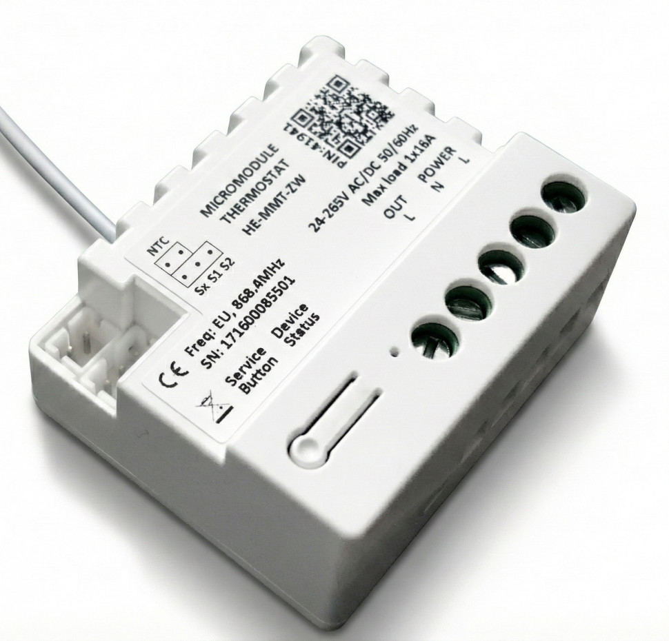 Micromodule Thermostat 1 Channel (1x16A) with 3m NTC sensor Heltun MMT-ZW