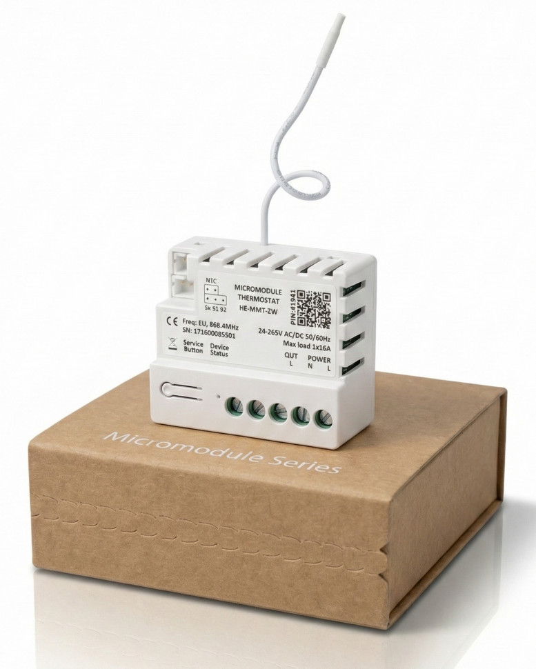 Micromodule Thermostat 1 Channel (1x16A) with 3m NTC sensor Heltun MMT-ZW