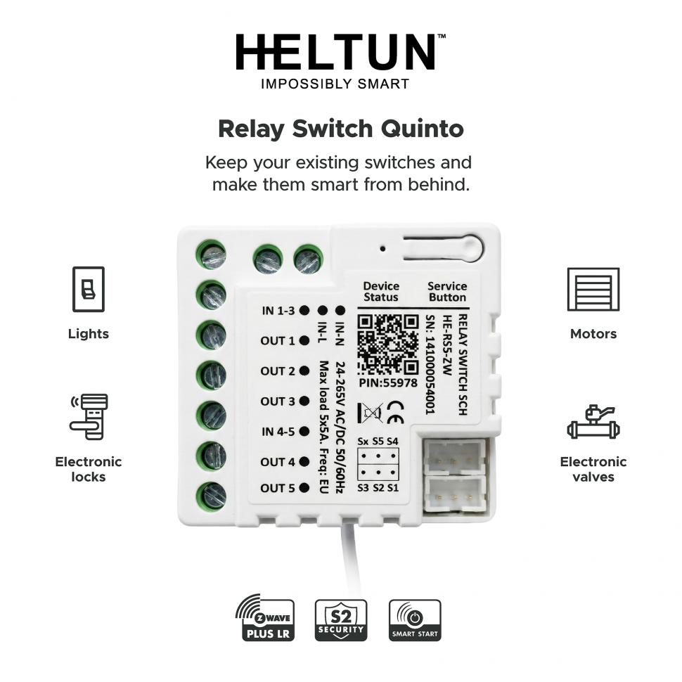 Relay Switch Quinto 5 Channel (5x5A) Heltun RS5-ZW