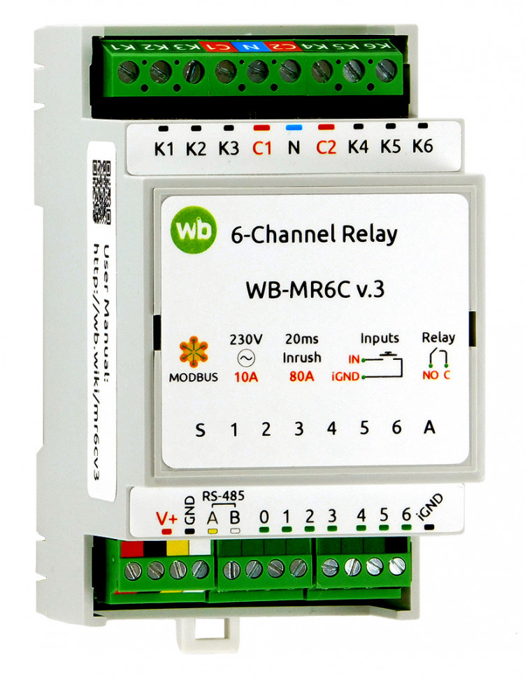 Wiren Board RS-485, Modbus RTU Relay WB-MR6C v.3