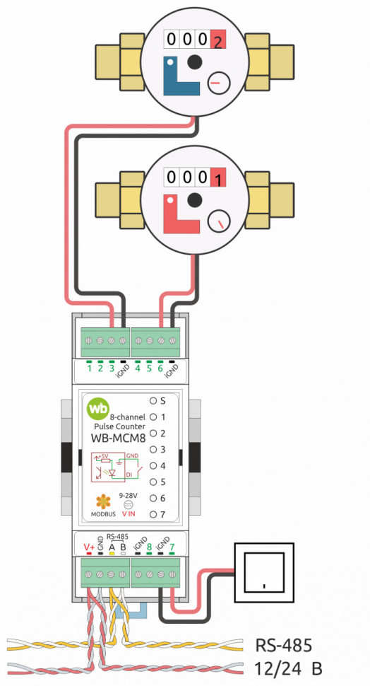 Wiren Board 8-channel pulse counter module WB-MCM8