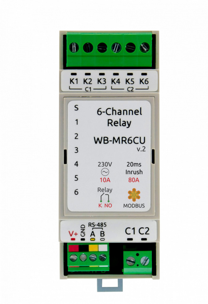 Wiren Board Сompact RS-485, Modbus RTU Relay module / 6 relay WB-MR6CU v.2 Wiren Board Сompact RS-485, Modbus RTU Relay module / 6 relay WB-MR6CU v.2