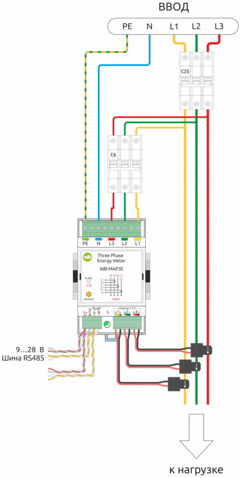 Wiren Board Three-phase meter with RS-485, Modbus RTU / WB-MAP3ET