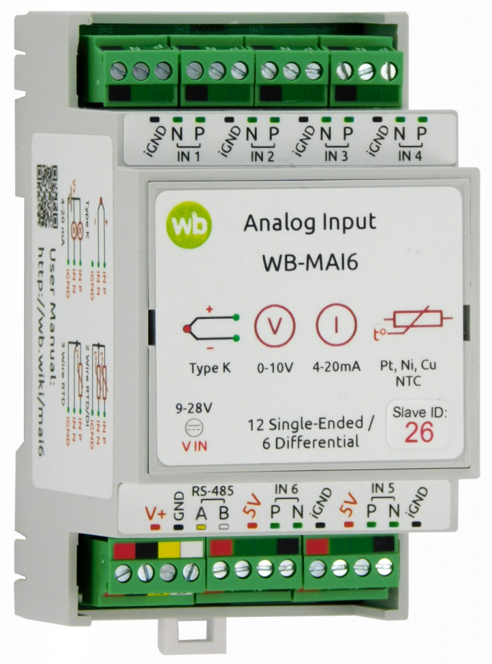 Wiren Board RS-485 Modbus RTU Analog input module WB-MAI6