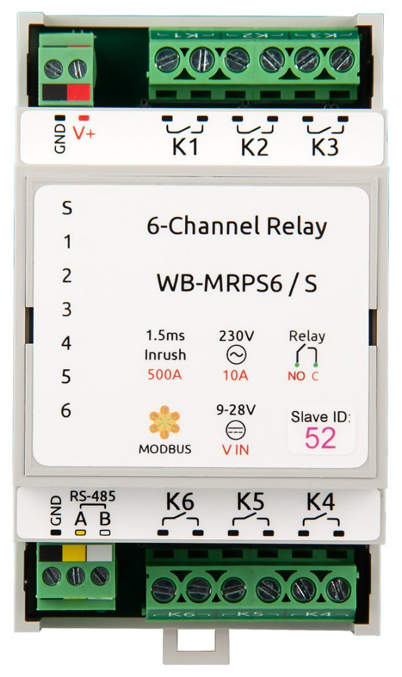 Wiren Board RS-485, Modbus RTU Relay module WB-MRPS6/S