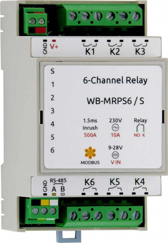 Wiren Board RS-485, Modbus RTU Relay module WB-MRPS6/S Wiren Board RS-485, Modbus RTU Relay module WB-MRPS6/S